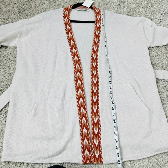 NEW NakedCashmere Aztec Trim Open Front Cardigan Sweater - Picture 7 of 8